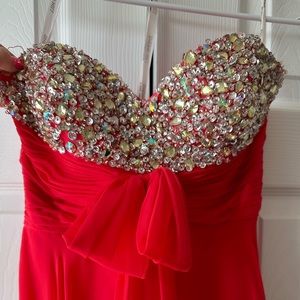 Sherri hill red strapless gown
